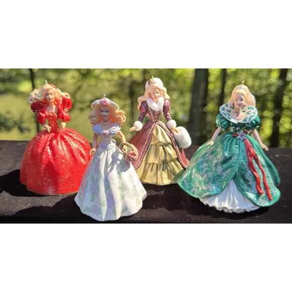 4 Vintage Barbie Christmas Hallmark Keepsake Ornaments No Boxes -LO9 - Picture 2 of 11
